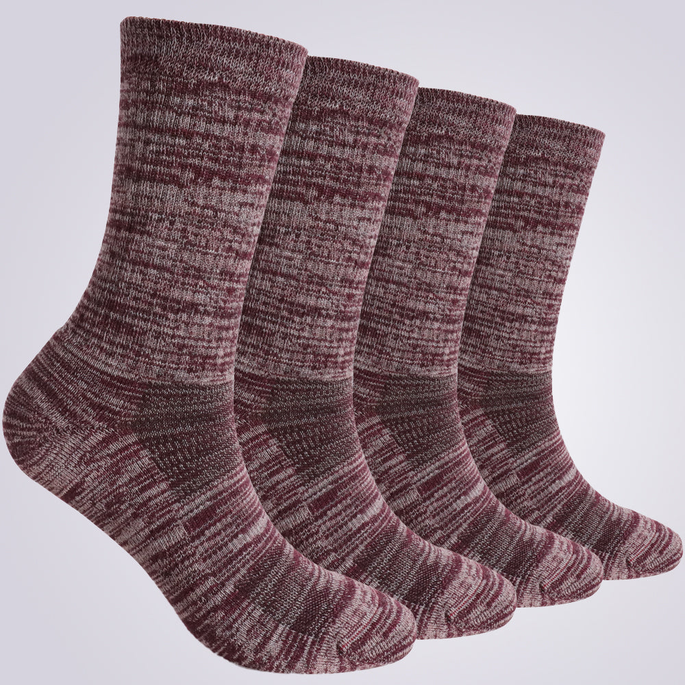 Lot de 4 paires de chaussettes de randonnée bordeaux pour femme