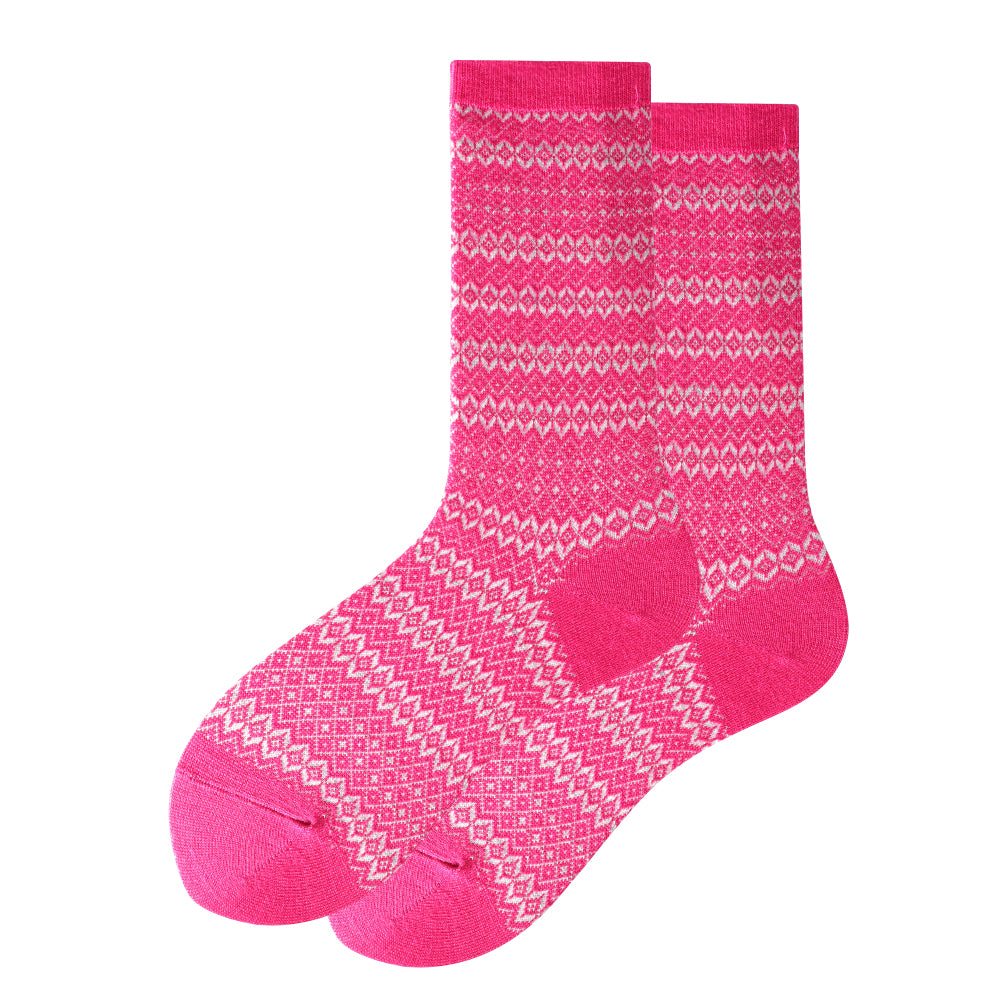 Lot de 5 paires de chaussettes à rayures rouges et roses pour femme Touch Wear Everyday