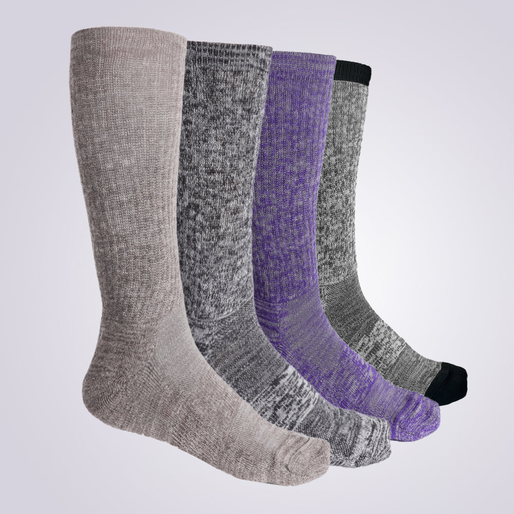 Lot de 4 paires de chaussettes de randonnée Long Way pour femme, couleur ardoise violette