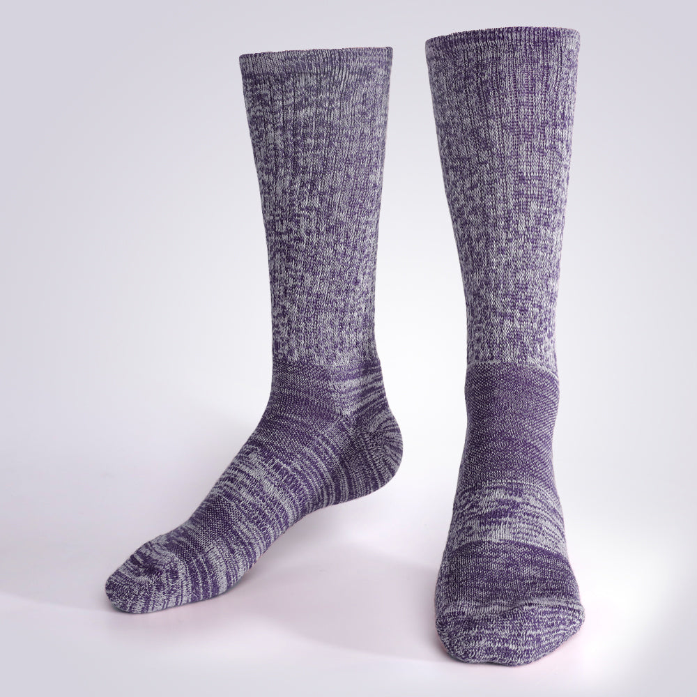 Lot de 4 paires de chaussettes de randonnée mi-mollet à rayures grises pour femme