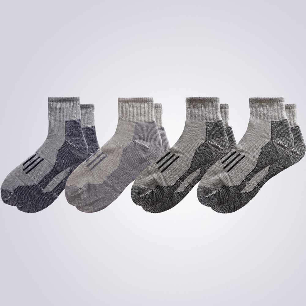 Paquetes de 4 calcetines tobilleros de lana merino a rayas para hombre