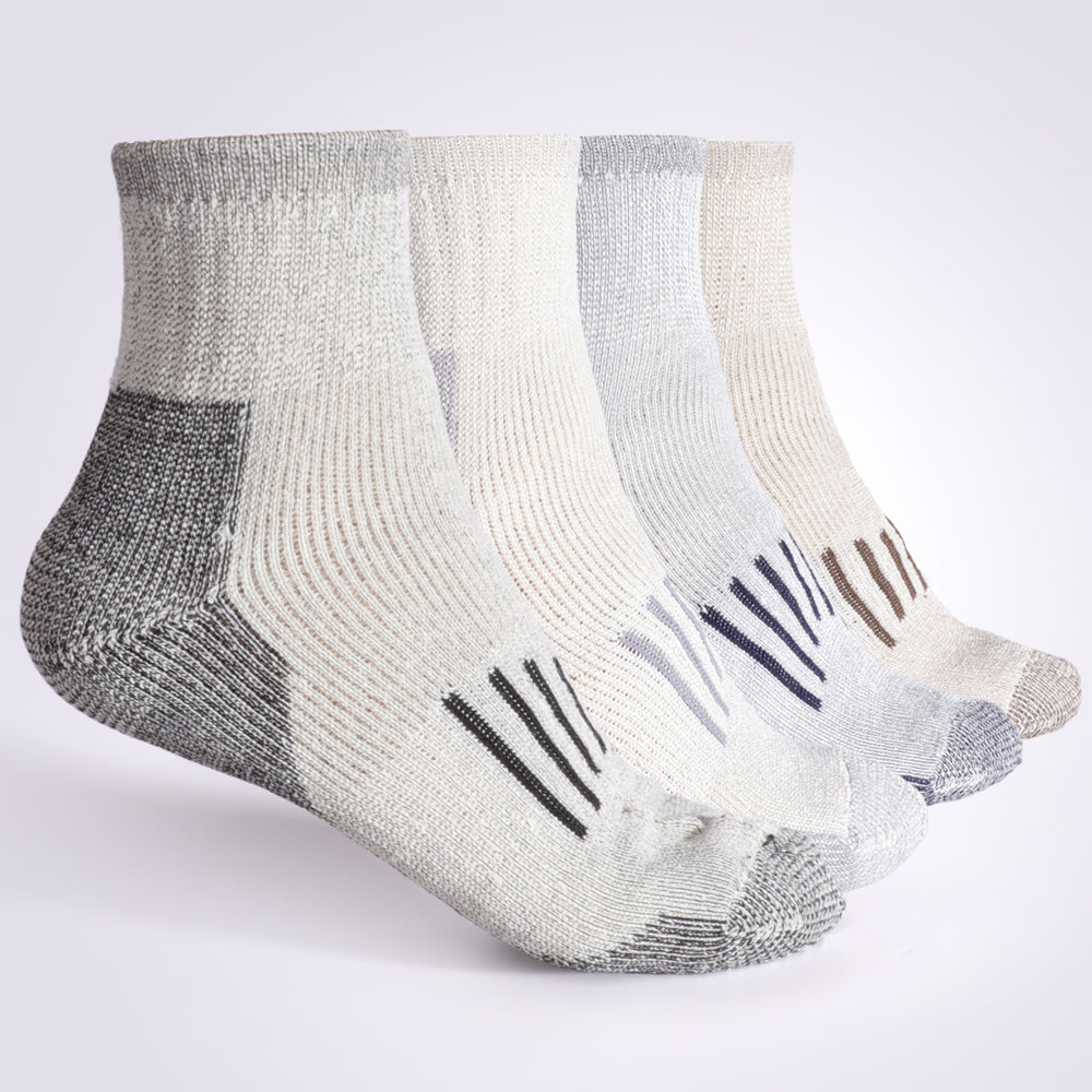 Paquetes de 4 calcetines tobilleros de lana merino a rayas para hombre