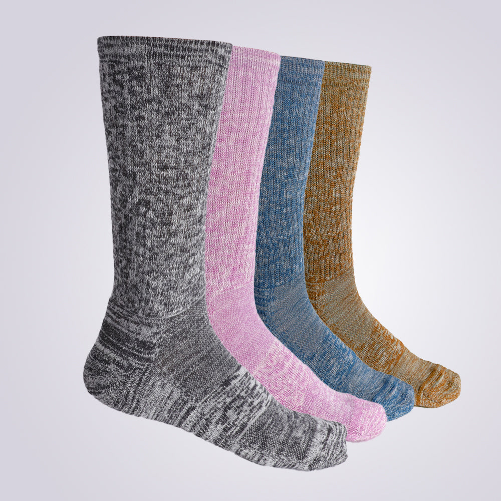 Lot de 4 paires de chaussettes de randonnée pour femme, style rustique saphir