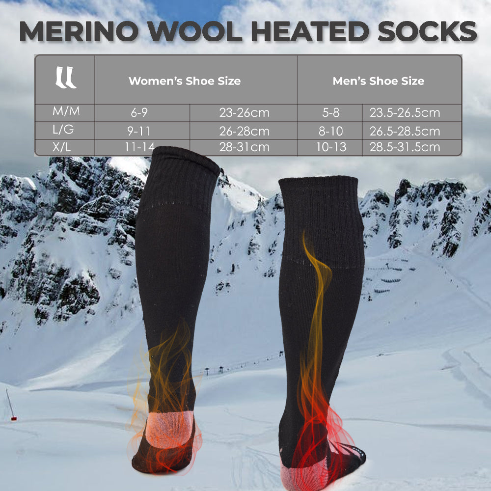 MERINO HOUSE Battery Heating Wool Socks - Warm and comfortable heated merino wool socks