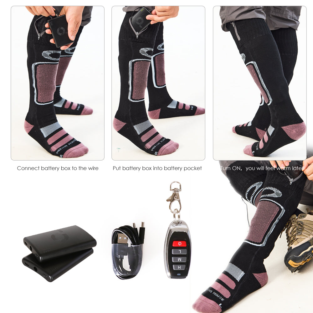 MERINO HOUSE Battery Heating Wool Socks - Warm and comfortable heated merino wool socks
