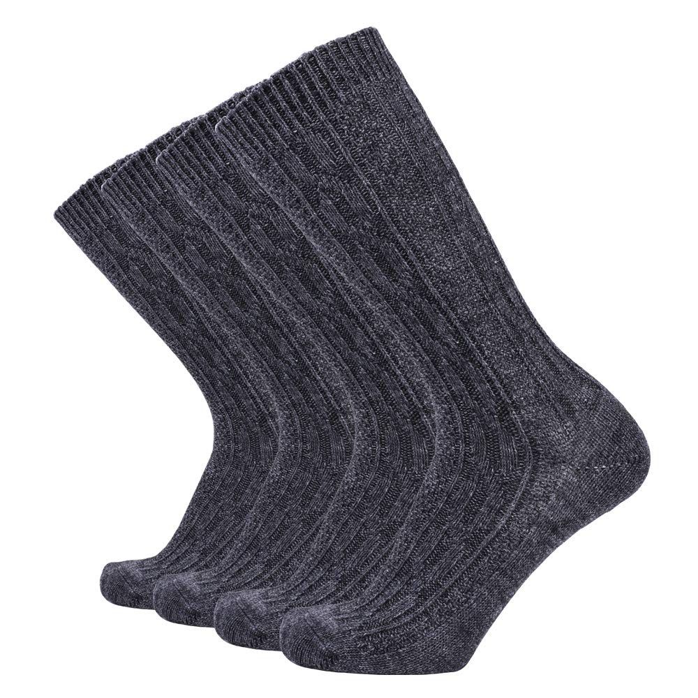 4-Pack Unisex Wool Outdoor Hiking Trail Crew Sock