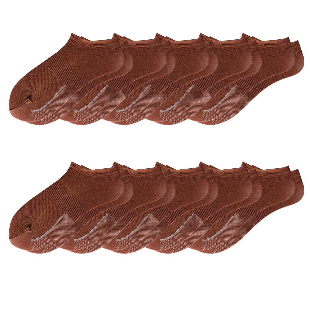 Lot de 10 paires de chaussettes invisibles Touch Wear Everyday rouges et marron pour femme