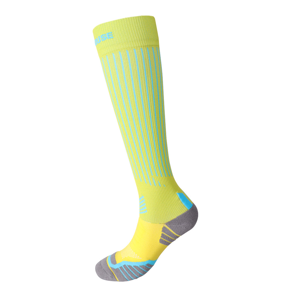 Lot de 2 paires de chaussettes de cyclisme hautes pour femme Ride Soft, vertes et jaunes