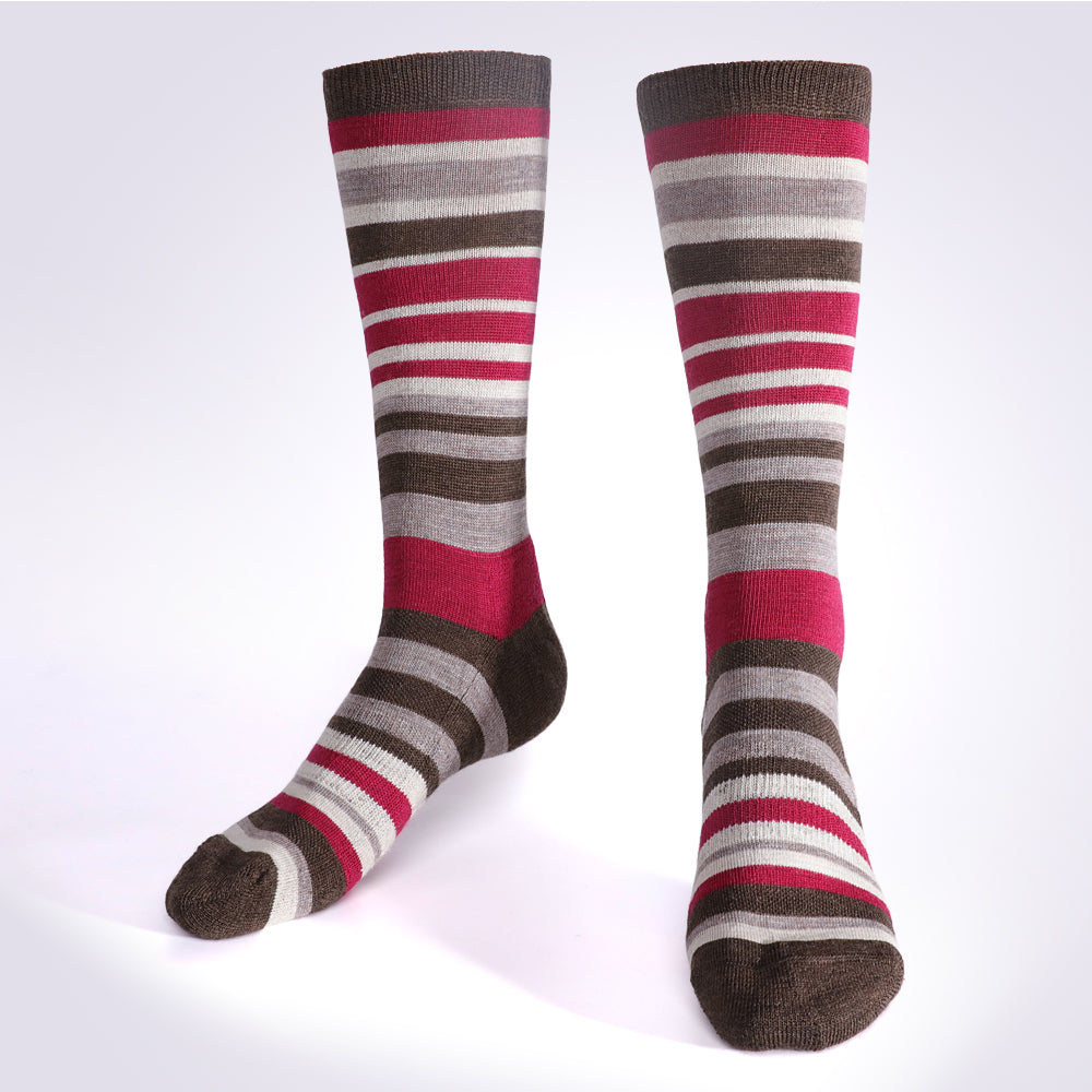 Lot de 4 paires de chaussettes mi-mollet Touch Wear Everyday à rayures rouges et roses pour femme