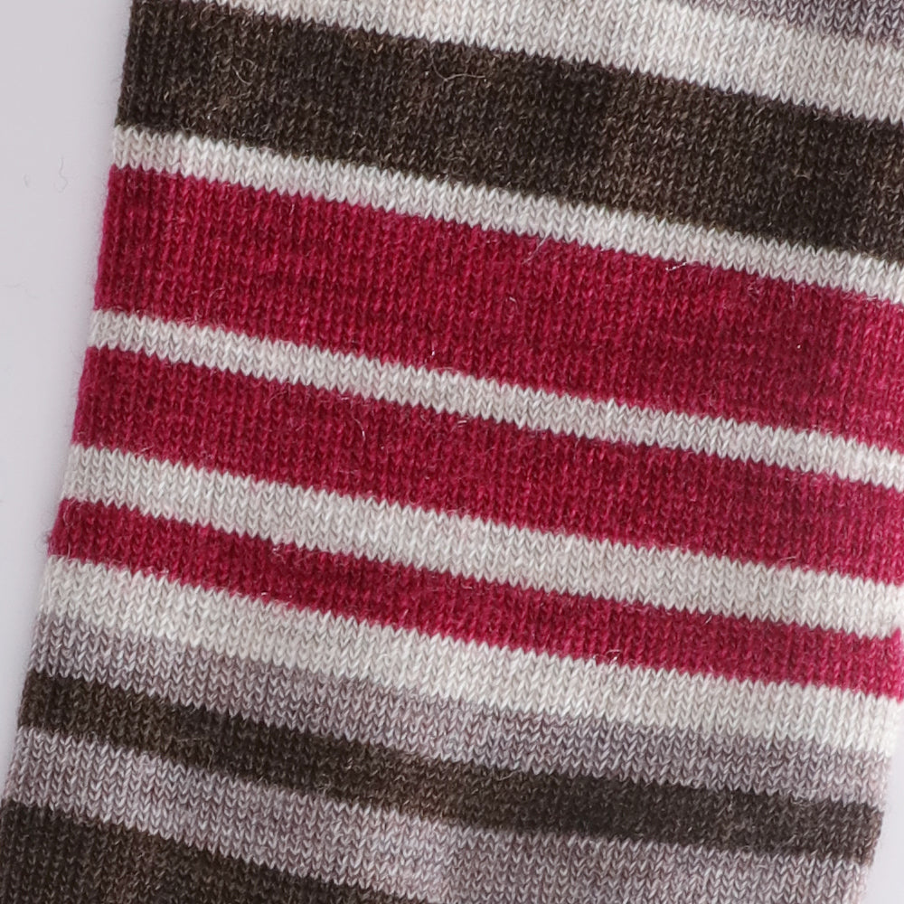 Lot de 4 paires de chaussettes mi-mollet Touch Wear Everyday à rayures rouges et roses pour femme