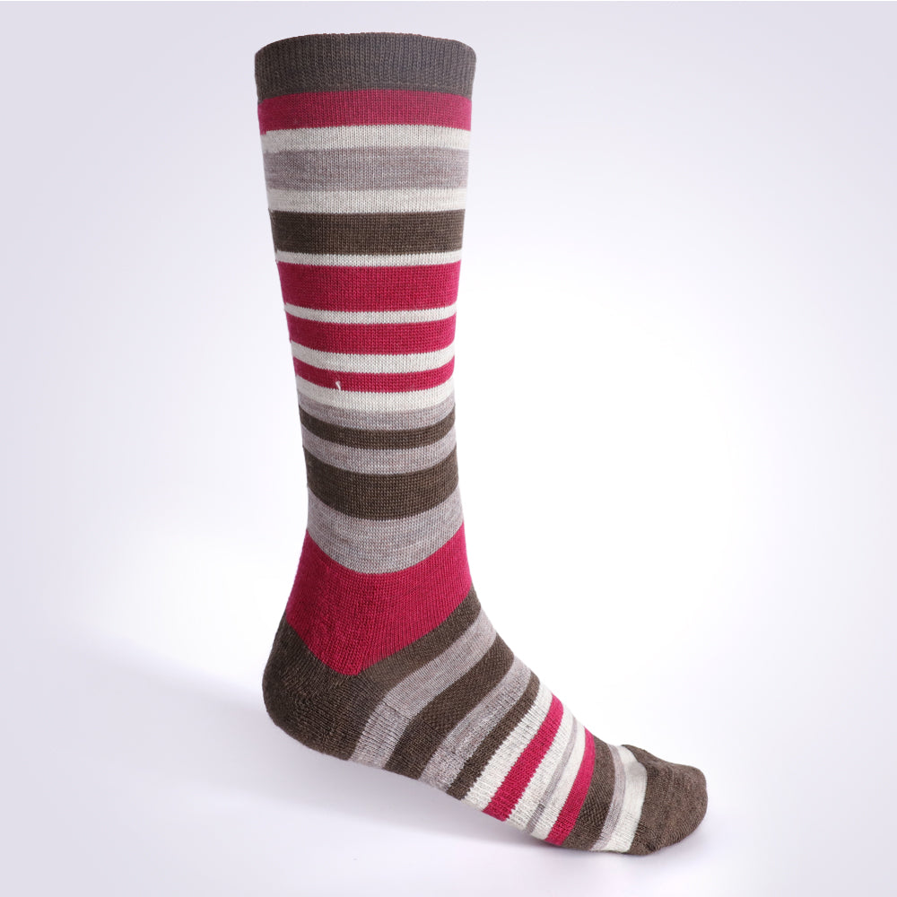 Lot de 4 paires de chaussettes mi-mollet Touch Wear Everyday à rayures rouges et roses pour femme