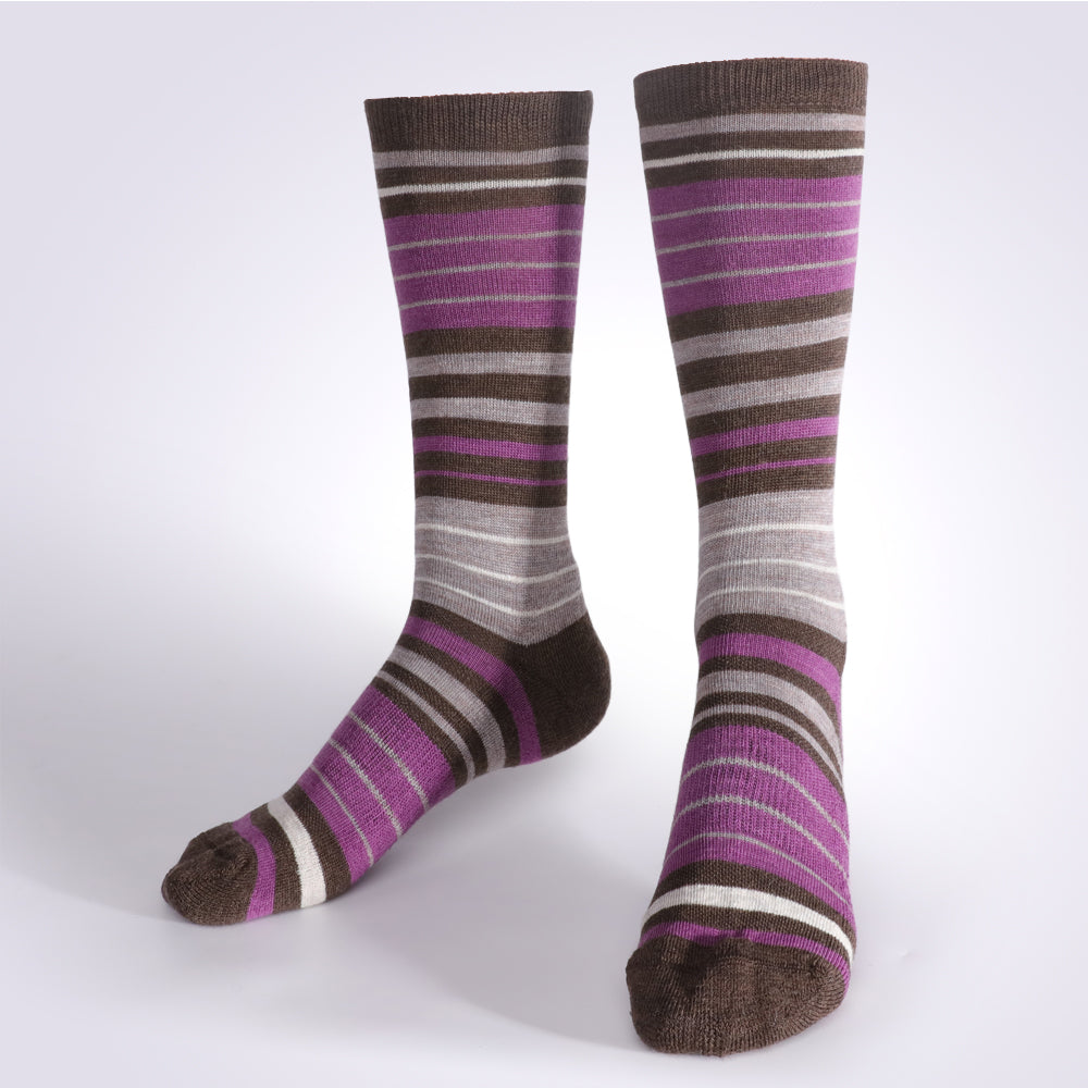 Lot de 4 paires de chaussettes mi-mollet Touch Wear Everyday à rayures rouges et roses pour femme