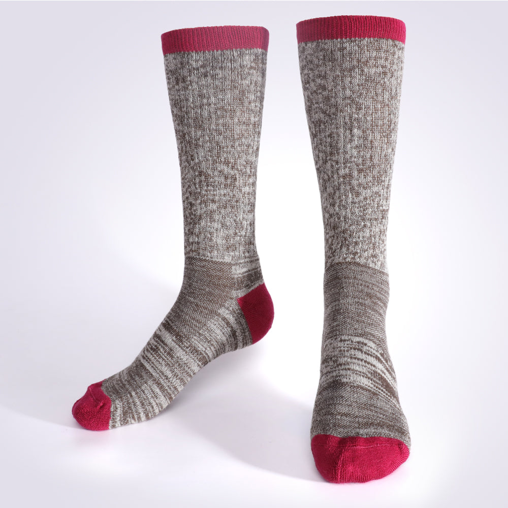 Lot de 4 paires de chaussettes mi-mollet Touch Wear Everyday à rayures rouges et roses pour femme