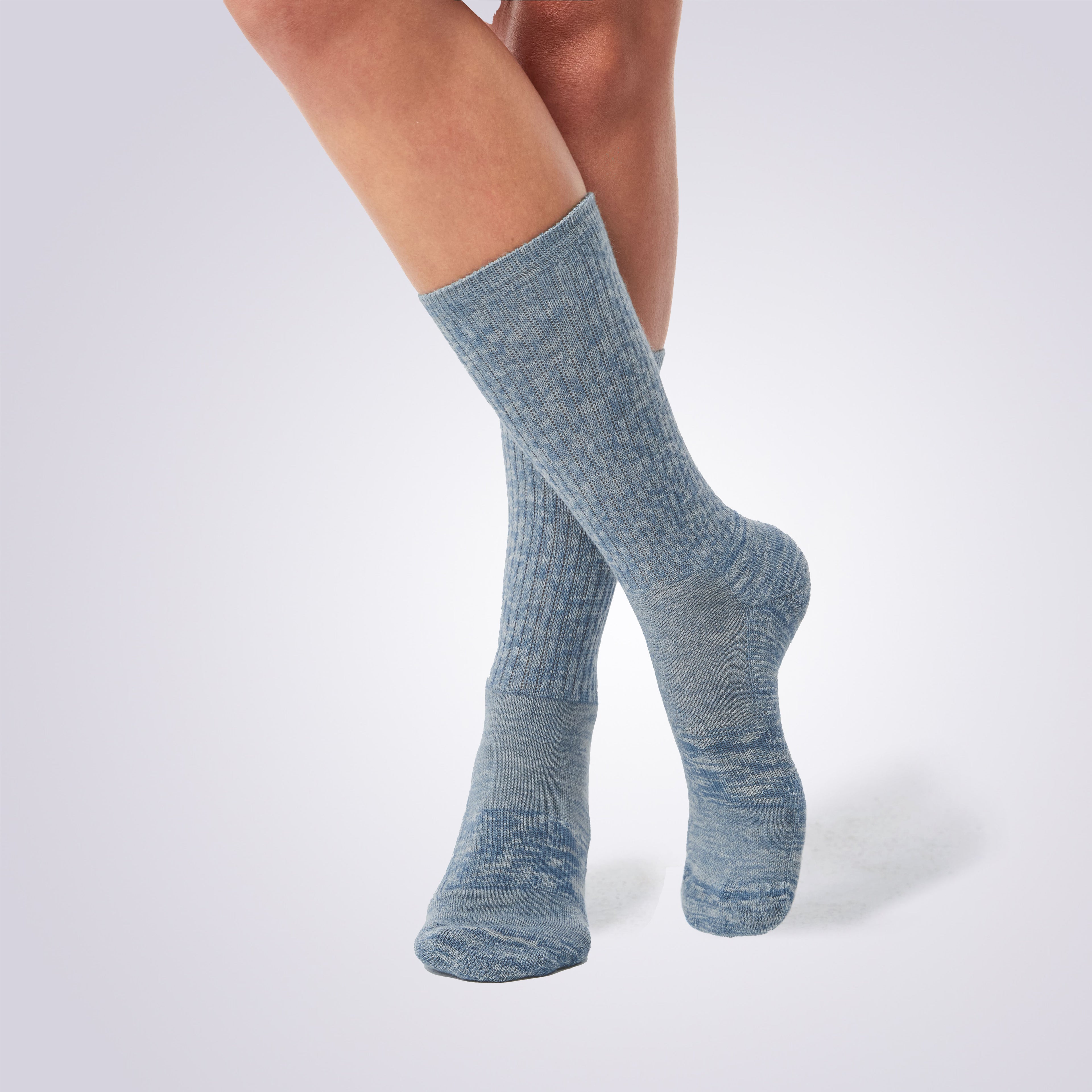 Lot de 4 paires de chaussettes de randonnée mi-mollet à rayures grises pour femme