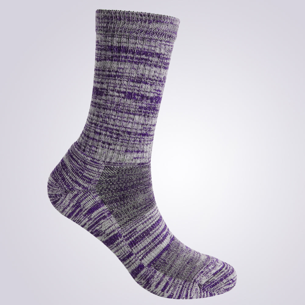 Lot de 4 paires de chaussettes de randonnée mi-mollet à rayures grises pour femme