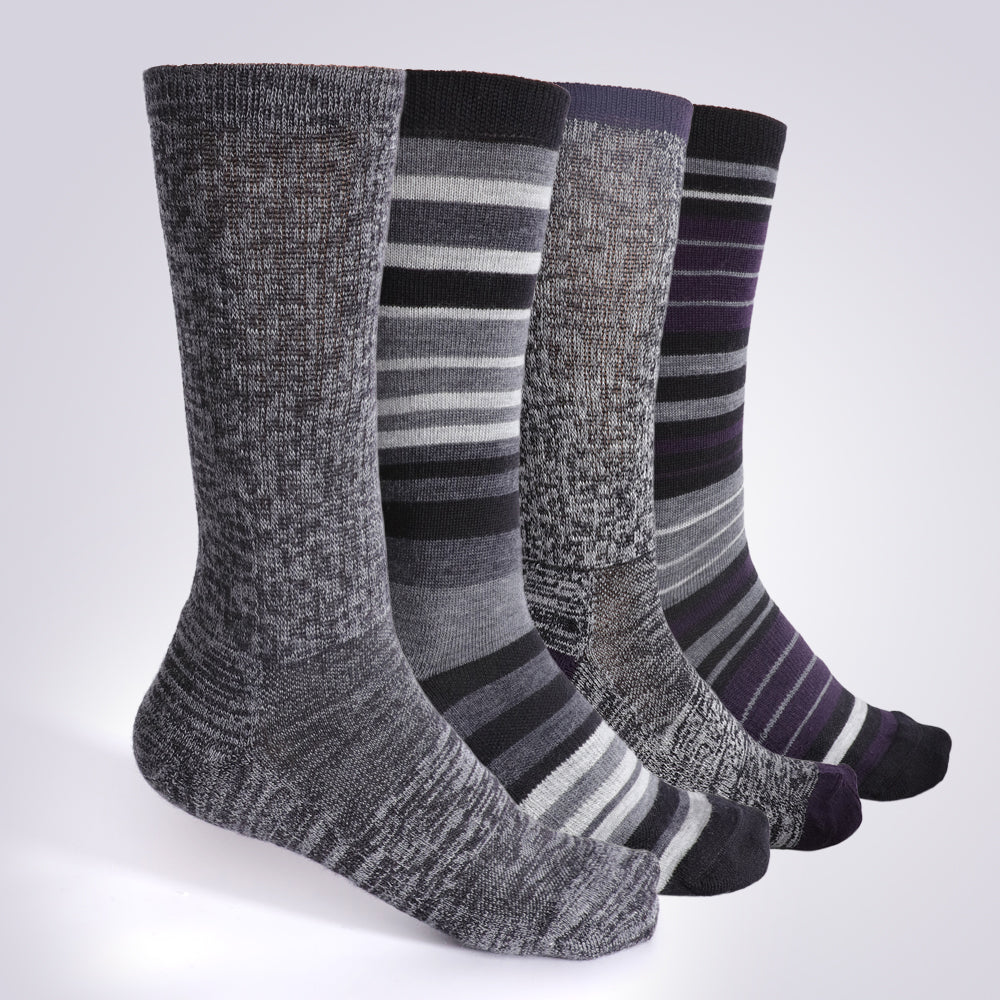 Lot de 4 paires de chaussettes mi-mollet à rayures noires pour femme Touch Wear Everyday