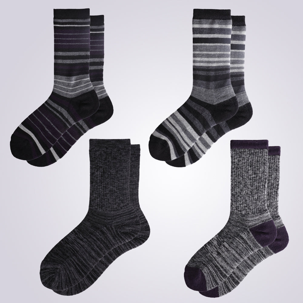 Lot de 4 paires de chaussettes mi-mollet à rayures noires pour femme Touch Wear Everyday