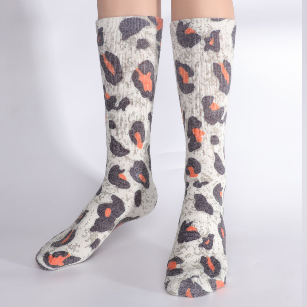 Lot de 4 paires de chaussettes mi-mollet à pois léopard Touch Wear Everyday pour femme