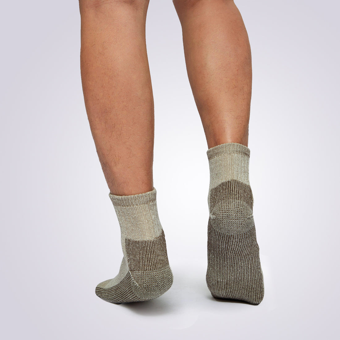 Model Wearing Men’s Merino Wool Compression Socks for Comfort and Support
