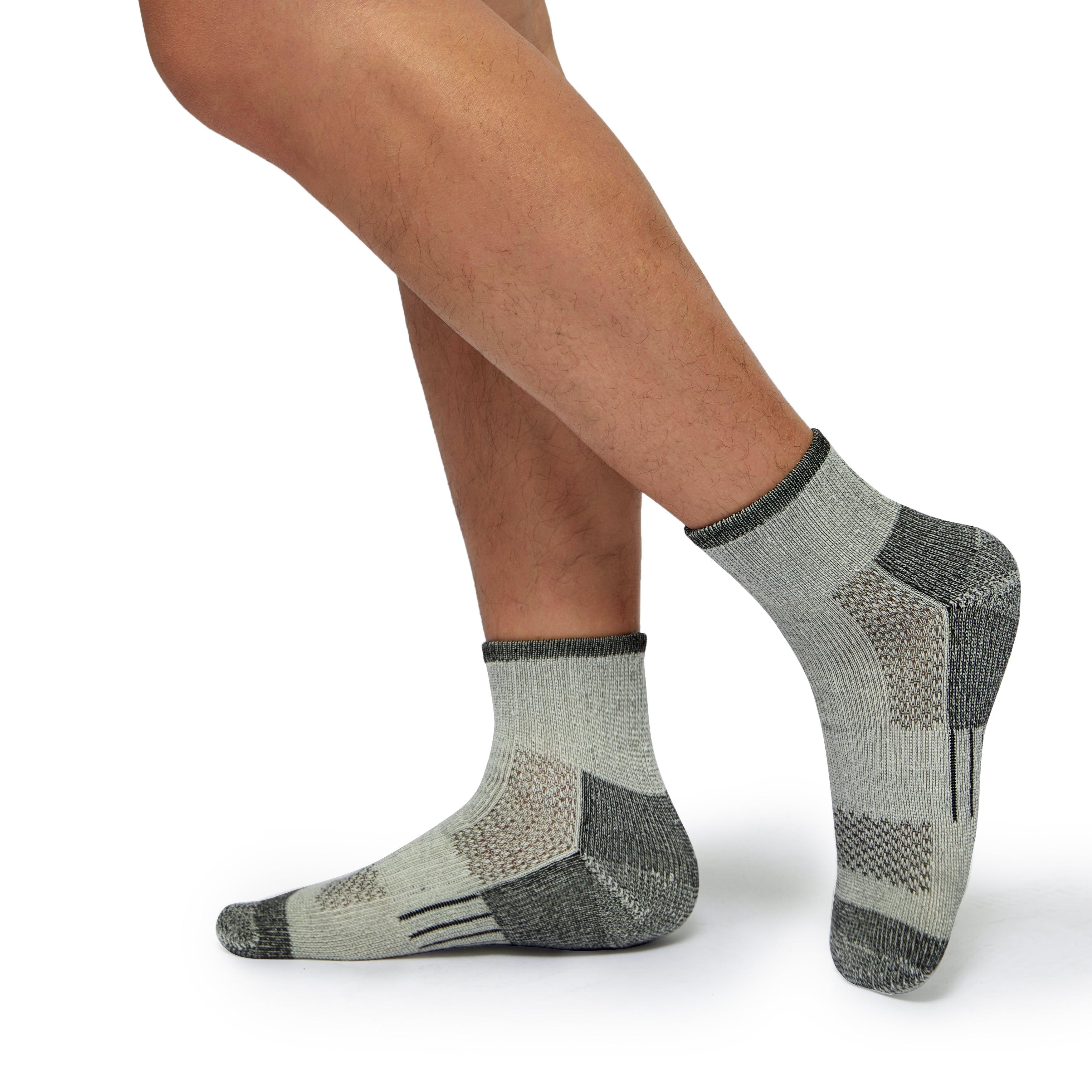 Model Wearing Men’s Merino Wool Black Compression Socks for Comfort and Support