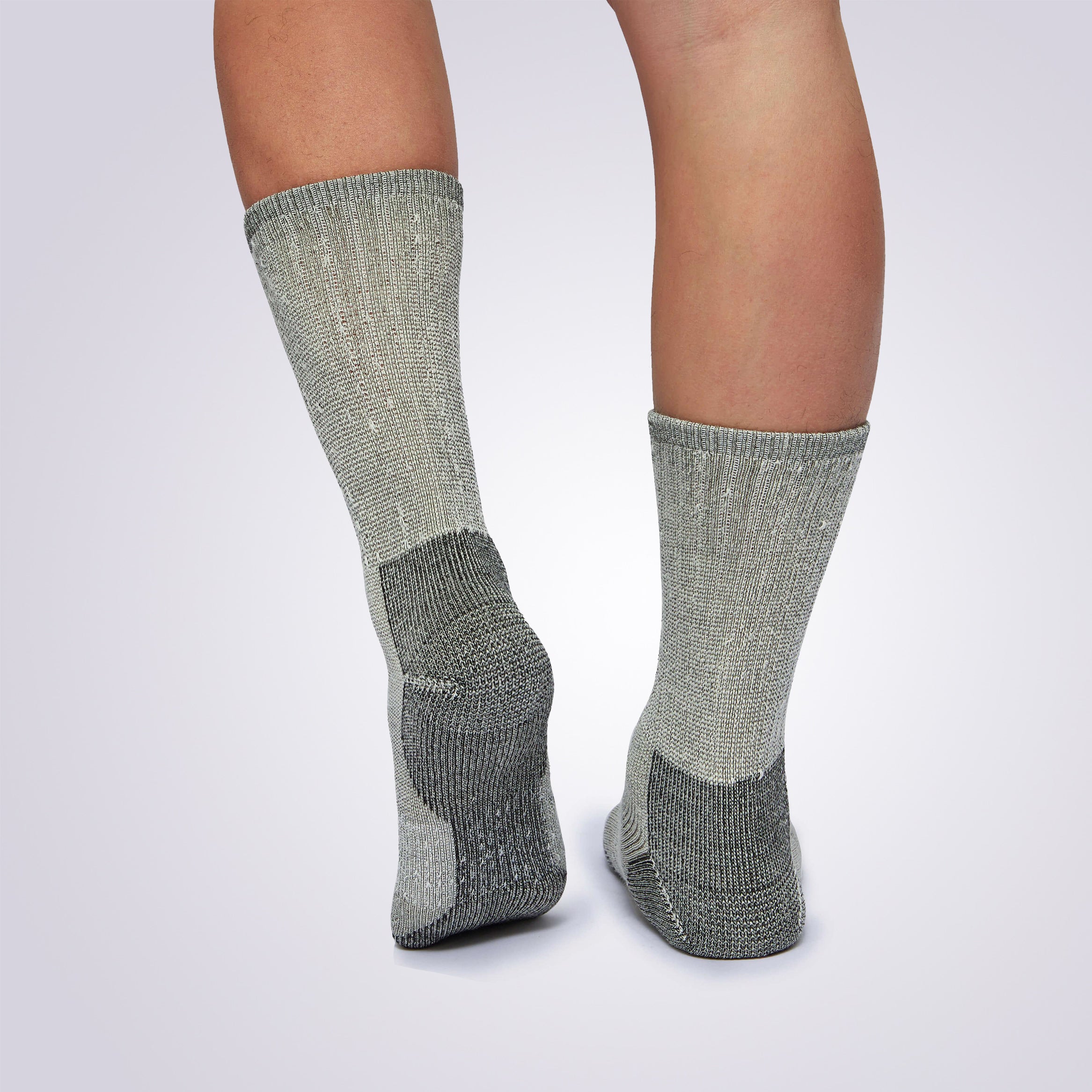 Model Wearing Men’s Merino Wool Compression Socks for Comfort and Support