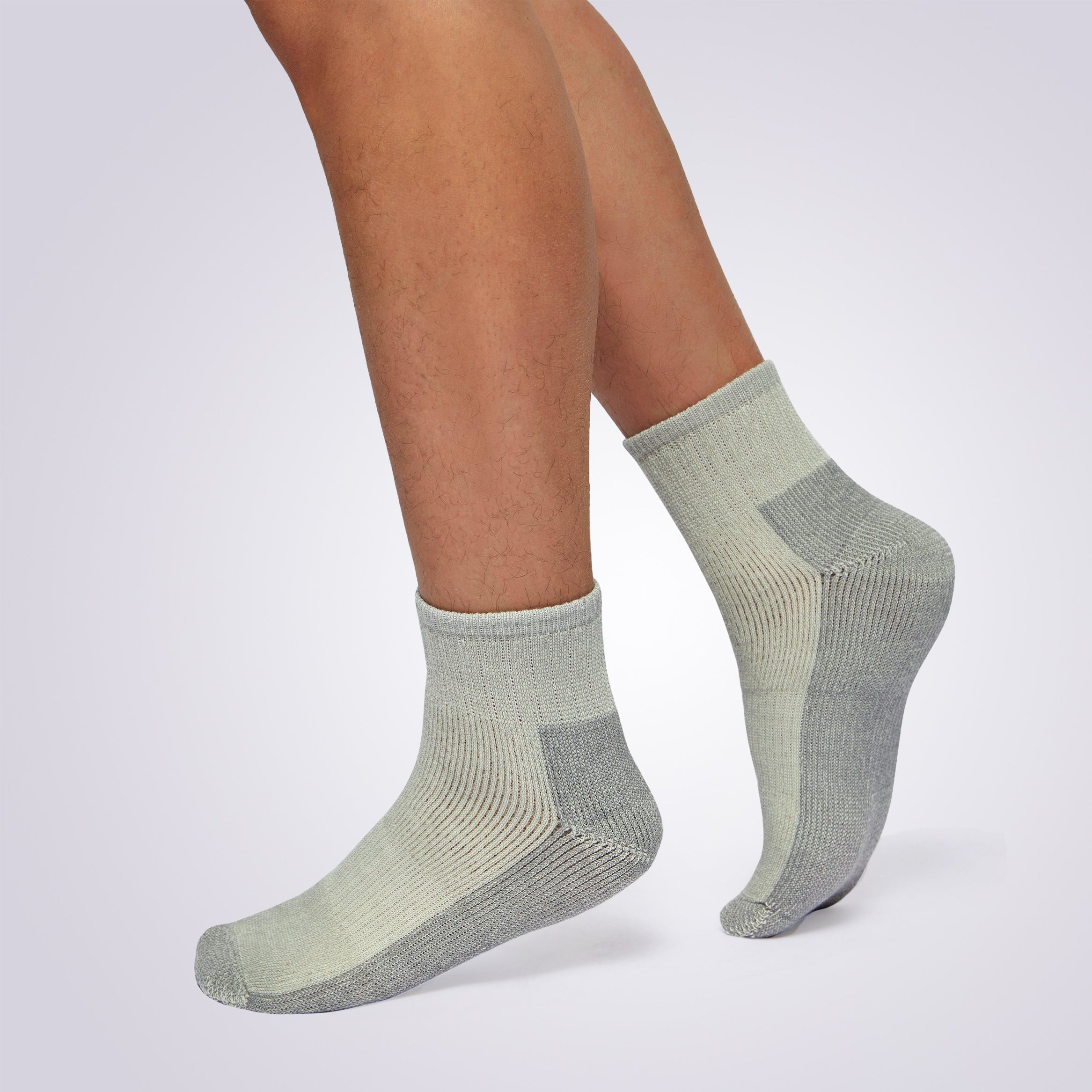 Model Wearing Men’s Merino Wool Compression Socks for Comfort and Support