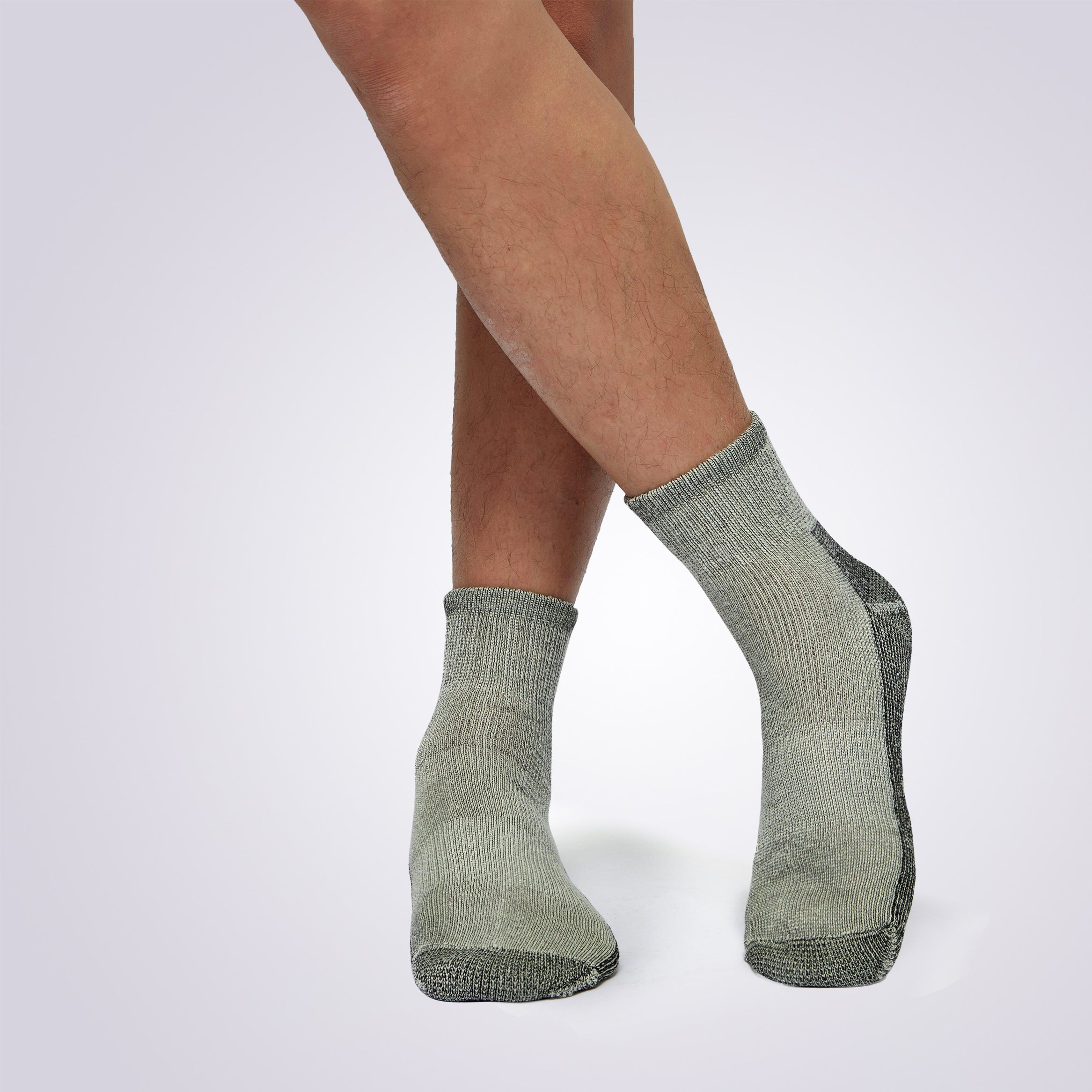 Model Wearing Men’s Merino Wool Compression Socks for Comfort and Support