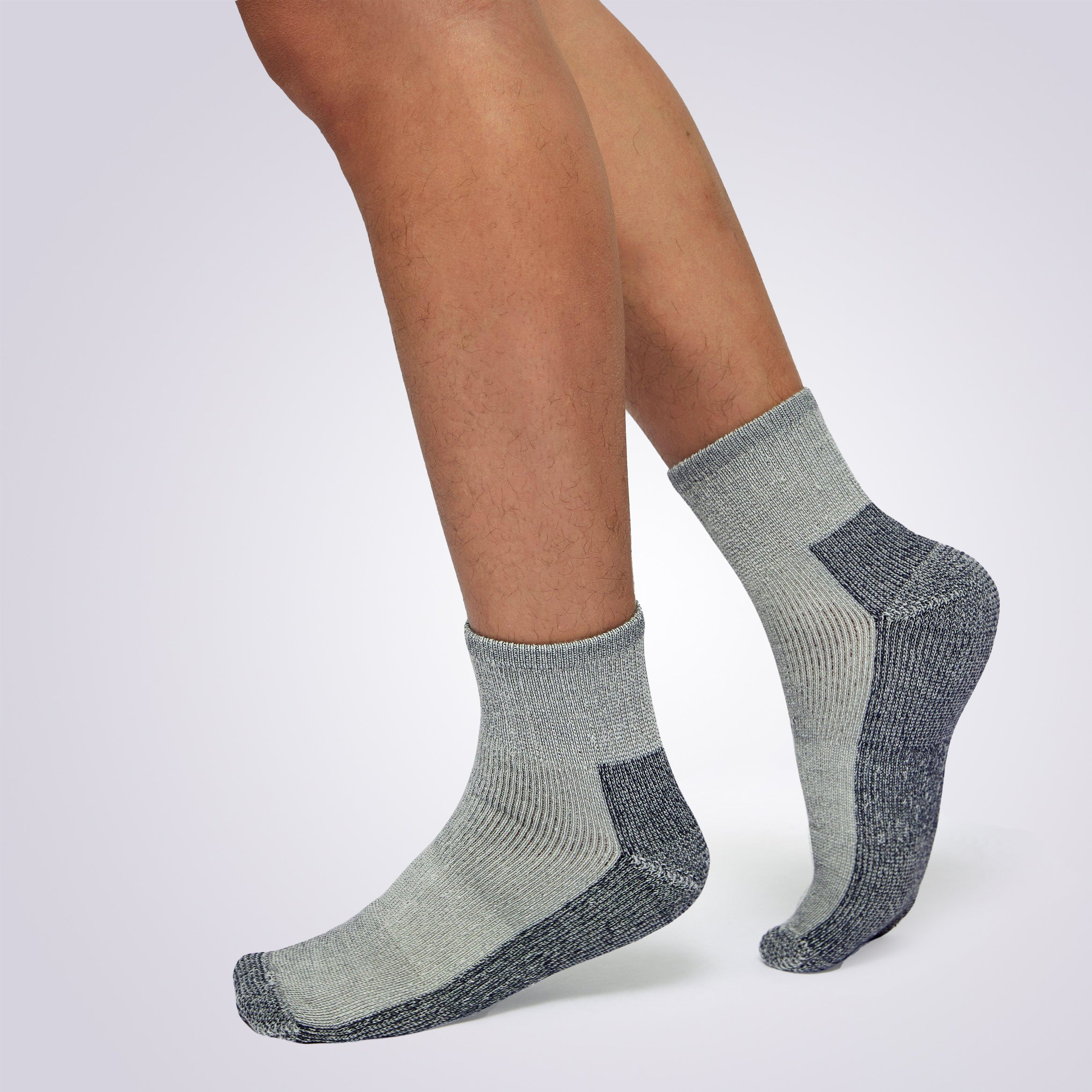 Model Wearing Men’s Merino Wool Compression Socks for Comfort and Support