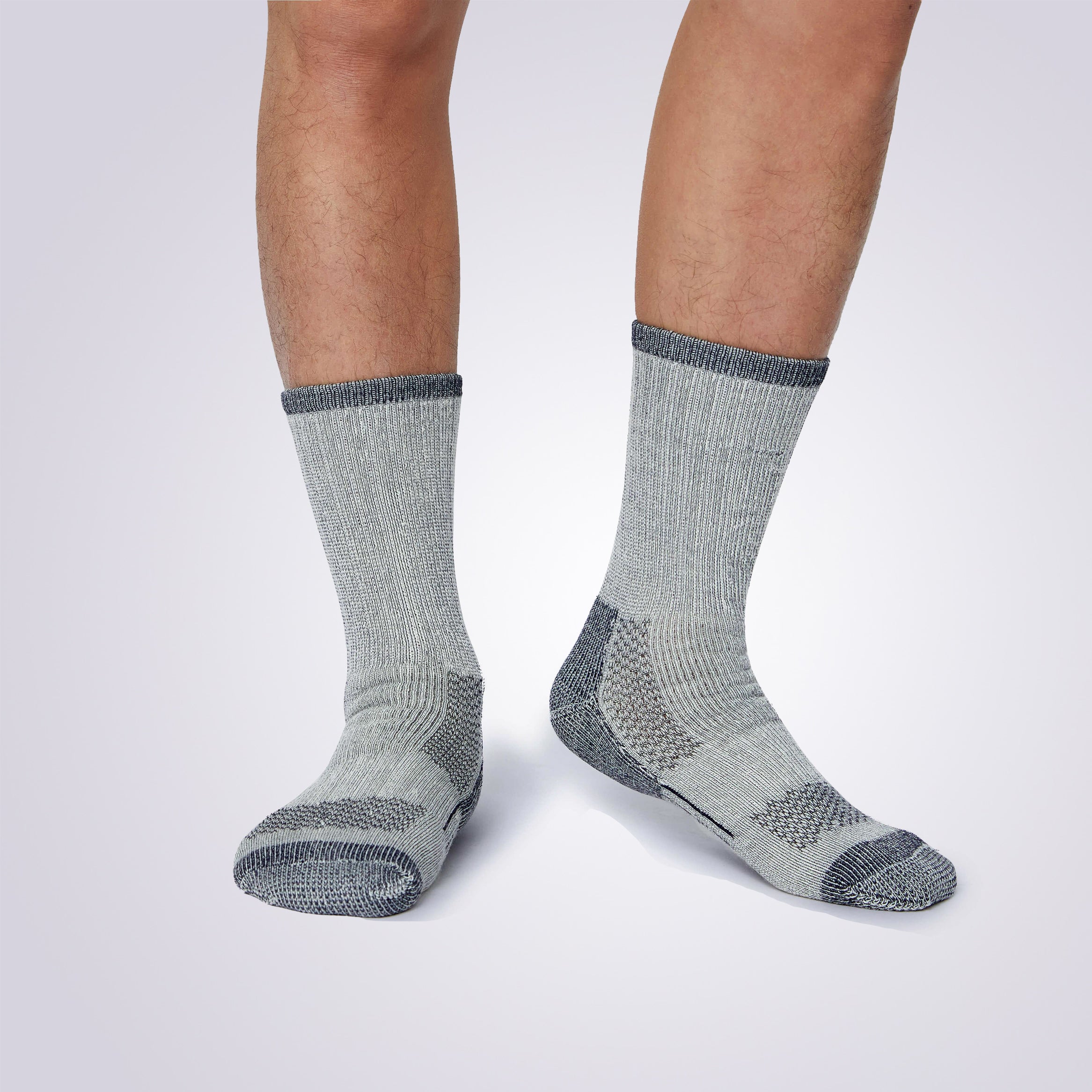 Men’s Merino Wool Socks Worn by Model, Perfect for Hiking and Outdoor Activities