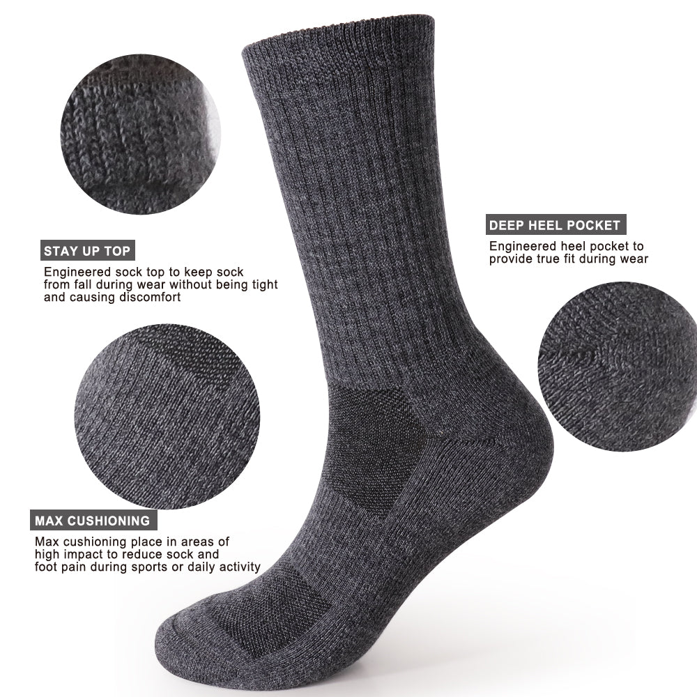 Long Way Hiking Grey Crew Sock 4 Pack