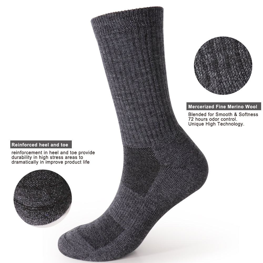 Long Way Hiking Grey Crew Sock 4 Pack