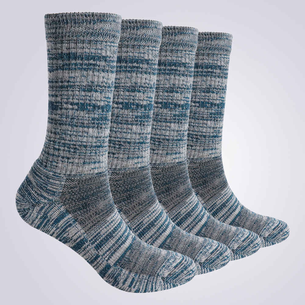 Lot de 4 paires de chaussettes de randonnée mi-mollet à rayures grises pour femme