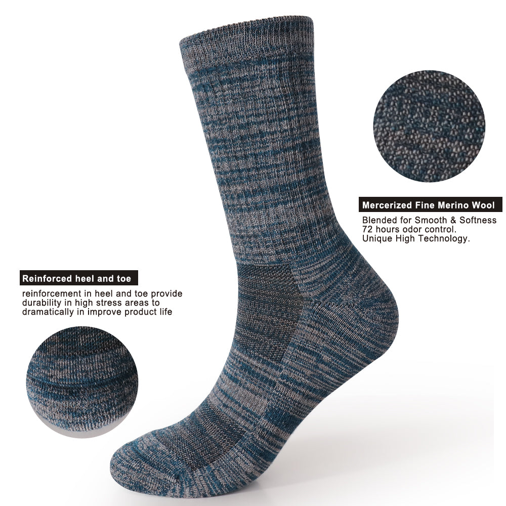 Long Way Hiking Blue Crew Sock 4 Pack