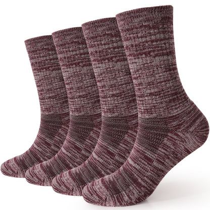 Lot de 4 paires de chaussettes de randonnée Long Way pour femme, couleur vin