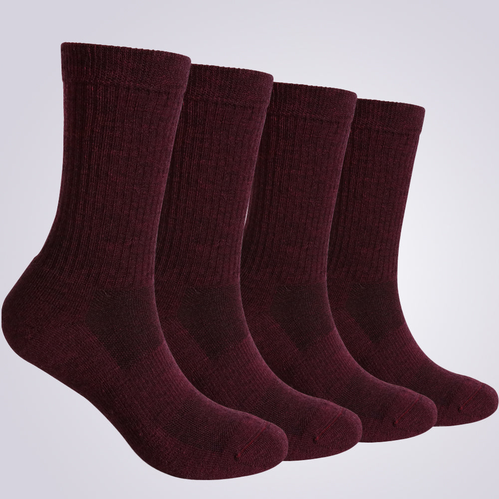 Lot de 4 paires de chaussettes de randonnée Long Way pour femme, couleur vin