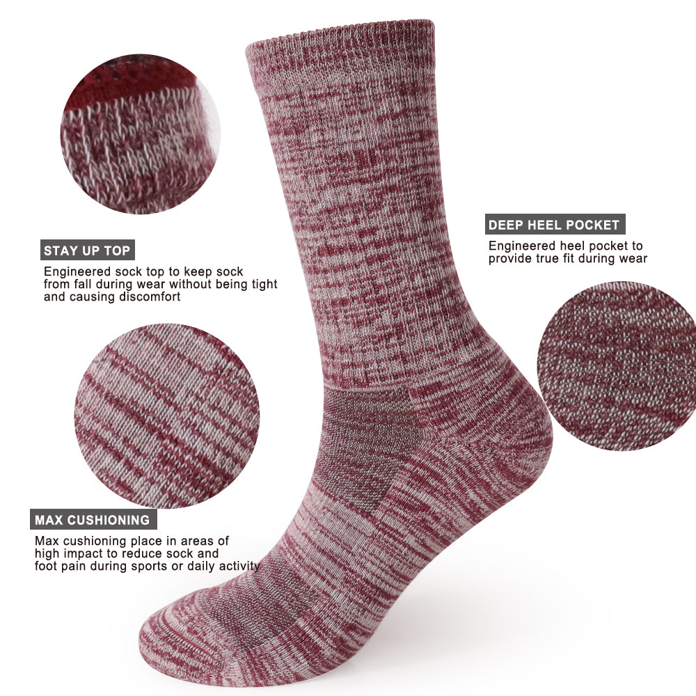 Long Way Hiking Wine Crew Sock 4 Pack