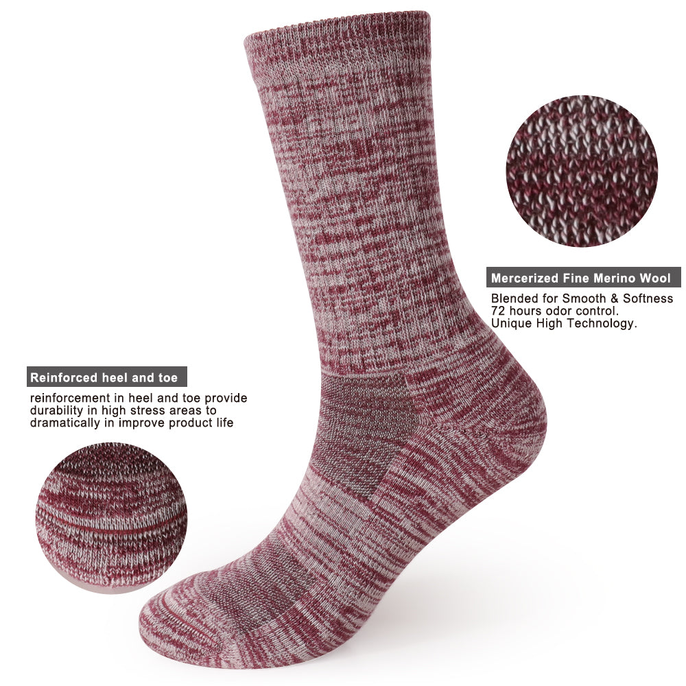 Long Way Hiking Wine Crew Sock 4 Pack