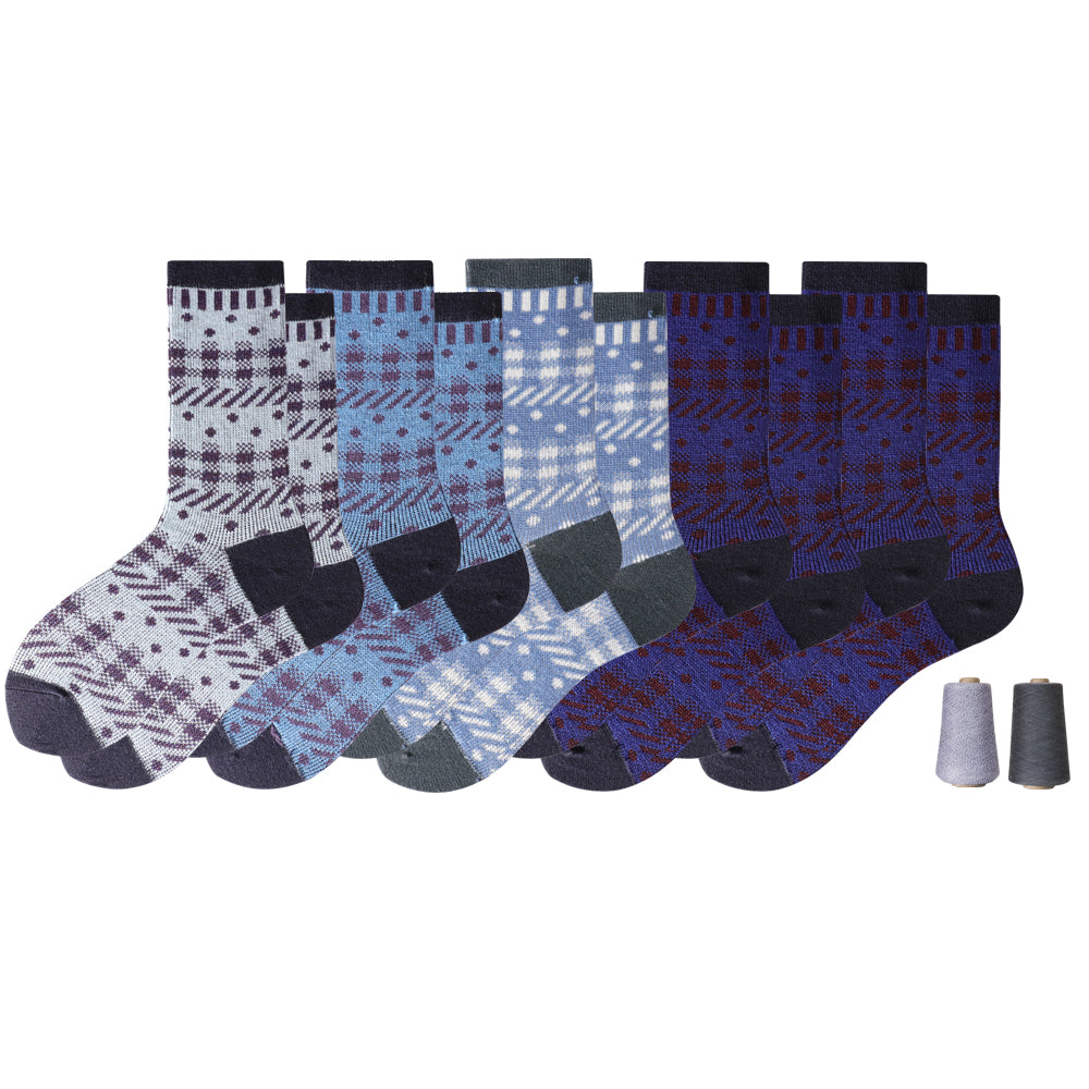 Touch Wear Everyday Stripe Blue Crew Wool Socks 5-Packs