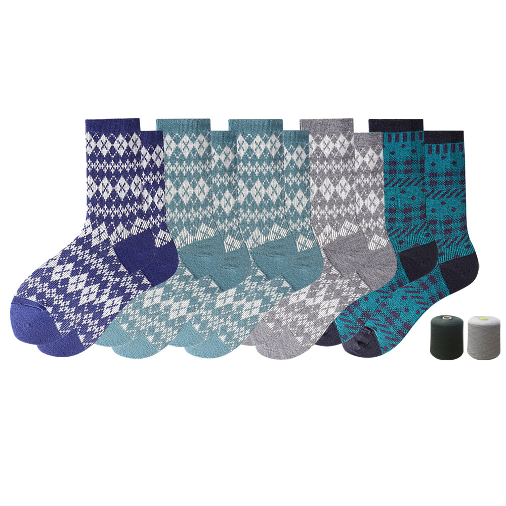 Touch Wear Everyday Stripe Blue Crew Wool Socks 5-Packs