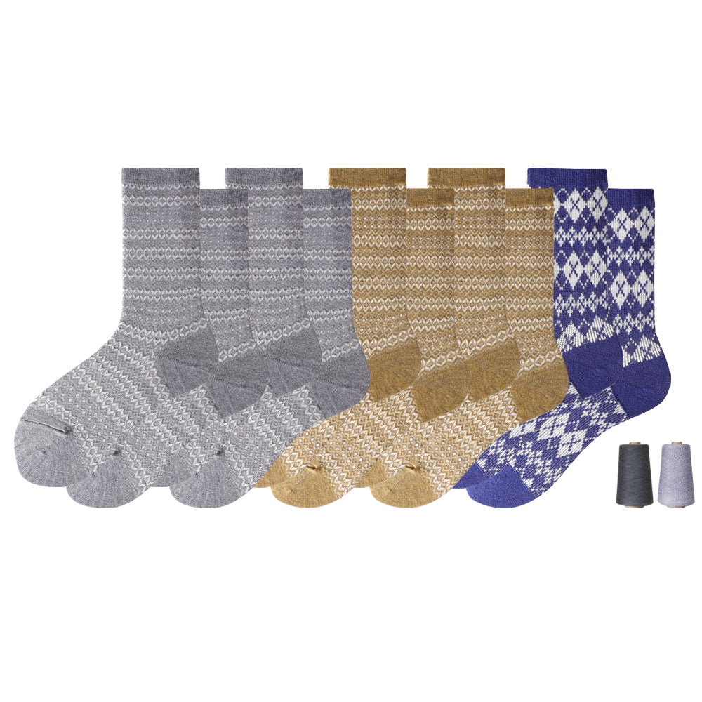 Touch Wear Everyday Stripe Grey Crew Wool Socks 5-Packs