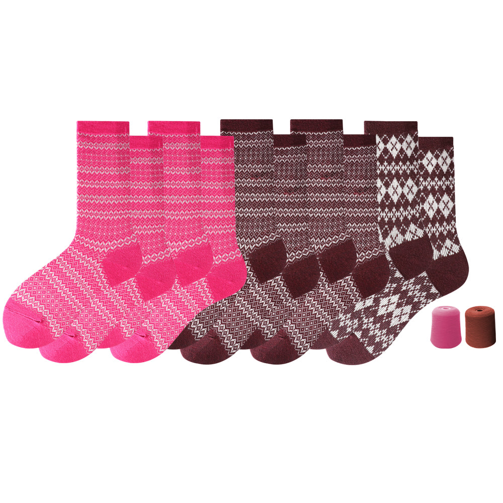 Lot de 5 paires de chaussettes à rayures rouges et roses pour femme Touch Wear Everyday
