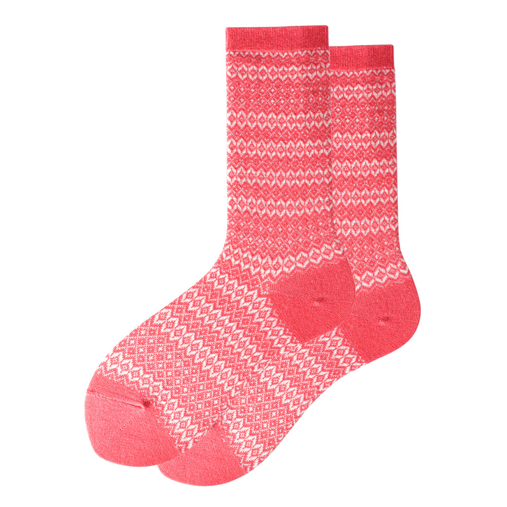 Touch Wear Everyday Pink Stripe Lounge Crew Wool Socks 5-Packs