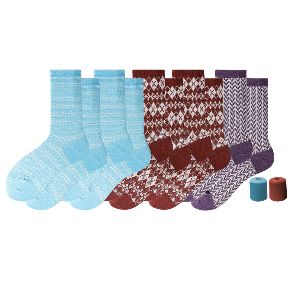 Touch Wear Everyday Blue Stripe Lounge Crew Wool Socks 5-Packs