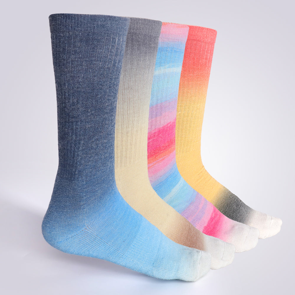 Lot de 4 paires de chaussettes mi-mollet à dégradé de couleurs pour femme Touch Wear Everyday