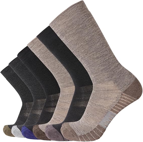 Lot de 6 paires de chaussettes de randonnée Long Way pour homme, couleur ébène