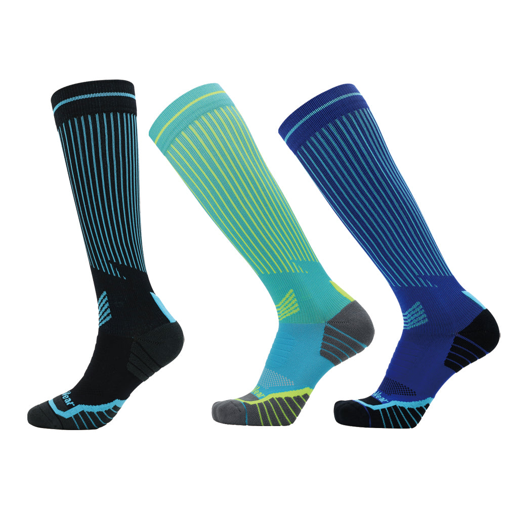 Lot de 3 paires de chaussettes de cyclisme à rayures pour homme