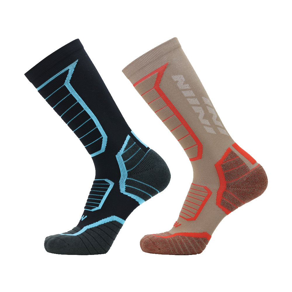 Lot de 2 paires de chaussettes mi-mollet Feel Breath Cross Country pour homme, kaki et noir