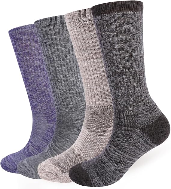 Lot de 4 paires de chaussettes de randonnée Long Way pour femme, couleur ardoise violette