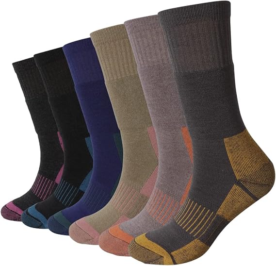 Lot de 6 paires de chaussettes de randonnée Long Way pour femme, motif Ebony Drift Crew