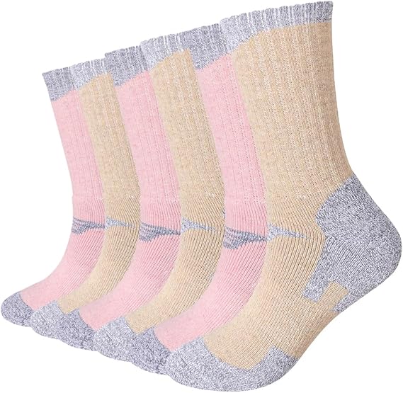 Lot de 6 paires de chaussettes de randonnée pour femme en bois de rose